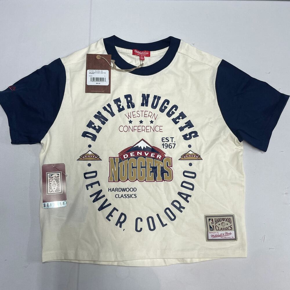 Denver Nuggets Mitchell & Ness NBA Women's Boxy Crop T-Shirt NWT